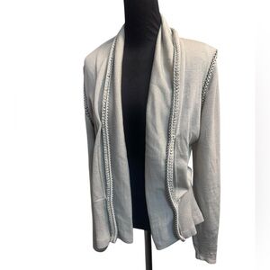 MERINO EXTRA FINE ELIE TAHARI Open Front Cable Knit Cardigan Super Soft Cream